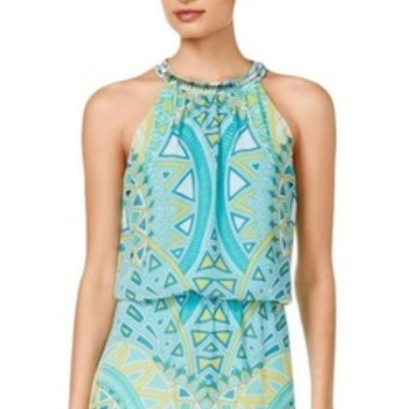 MSK - Multi color Printed Halter Maxi Dress - Picture 1 of 4